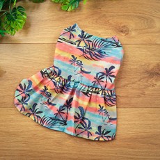 I Love Pet 狗狗夏日阿囉哈棕櫚樹洋裝, 1個, 混合色