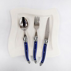 Laguiole Jean Neron 法式藍西餐餐具3件組, 1組, 湯匙、叉子、刀, 法國藍