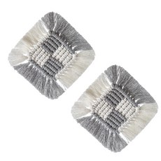 Ants 波西米亞風棉質手織杯墊, 灰色