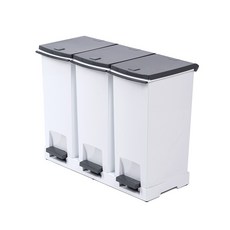 franco home 腳踏式分類回收桶 三格 60公升, 白色 + 灰色