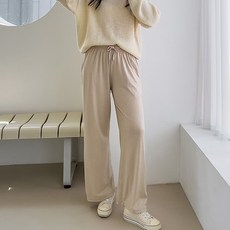 유니제이 레몬소울 여성용 비제 밴딩 와이드 팬츠 롱