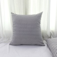 Beau Monde 30支棉紗先染四季靠墊 含枕芯 小格紋, 風暴灰