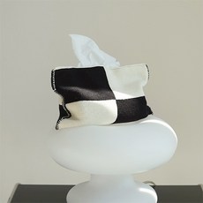 더플로우 홈플로우 블랙앤화이트 니트짜임 패브릭 티슈 케이스, 스퀘어