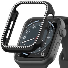 SINJIMORU Apple Watch 水鑽閃亮邊框保護殼, 黑色