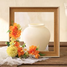 조화 메모리얼 블룸 봉안당 납골당 꾸미기 코너형 리스, 오렌지, 1개