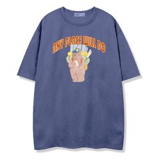 일루소 남녀공용 애니플레이스 피그먼트 오버핏 면 반팔 티셔츠