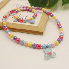 絲綢之路女孩泰迪熊心形首飾手鍊 + 項鍊套組