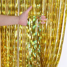 마켓에이 레이저 실크 홈파티 수술 커튼 1 x 4 m, 골드, 3개