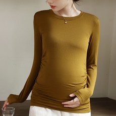 UNHEV 圓領孕婦修身T恤