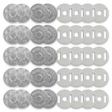 Knitt 纖薄磁吸圓形按扣 18mm, 銀色, 10個