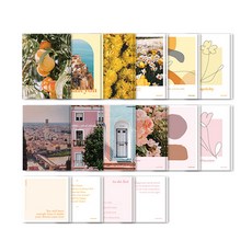 pawpaw paper 情感室內明信片 2件套, 黃色, 粉紅色, 2套