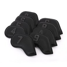 TECH SKIN 彩色皮革高爾夫球桿保護套組, 黑色的