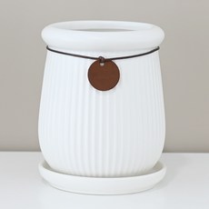 Garden in the City 現代風單褶條紋長缸花盆組 539, 1套, 白色