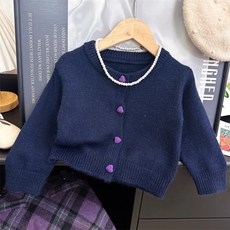 U-vely 兒童款 Bodanka 可愛亮點愛心鈕扣針織開襟衫