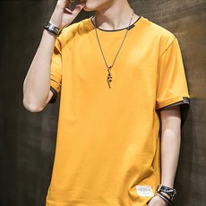 mondeuseupat 男士疊穿寬鬆圓領短袖T恤 MO494