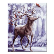 ADICO DIY 彩繪插畫 名畫繪製 40 x 50 cm, 雪地幸運鹿(PEE17), 1個
