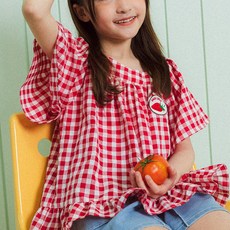KADE COCO 女童 Avec Toi 草莓格紋上衣