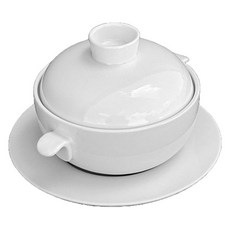 Lecour 陶瓷湯碗附蓋附托盤組 320ml, 1組, 白色