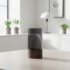 조인메이드 우드 받침 꽃 화병, 블랙