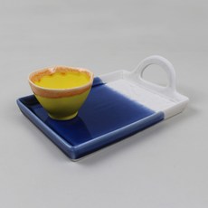 Dalsogum 陶瓷燒酒杯 + 下酒菜盤組 藍色, 1套, 酒杯 + 盤子