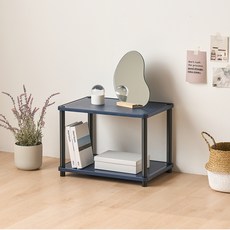 GaguRecipe 雙層塑膠收納置物櫃, 深藍, 2層