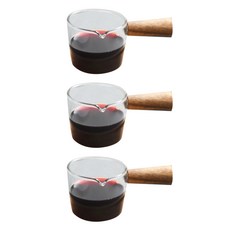木柄耐熱玻璃醬料杯 100ml, 混色, 3個