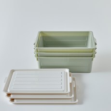 브리다 국내 제조 다용도 손잡이 정리 수납박스, 올리브그린, 3개
