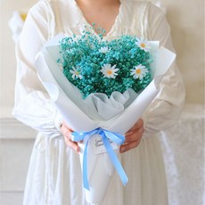 ScentBasket 雛菊滿天星不凋花LED燈飾花束, 天空藍