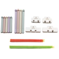 Kitchen9 條式零食袋密封夾 2款 共9入+可吊掛零食袋夾 2款 各2入+管式密封夾 2色 各2入, 1套, 隨機發貨（包夾）