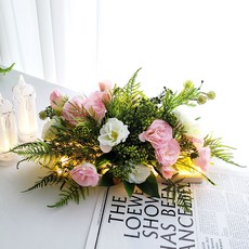 Thelimekorea LED可愛人造花中心擺飾, 1個, 粉紅色