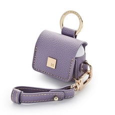 MOLAN CANO Togo 環扣皮革 AirPods 3代保護殼 + 掛繩套組, 單一商品, 薰衣草紫