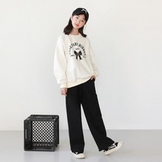 Nanajuni 刷毛內裡玫瑰蝴蝶結寬版上下衣套裝