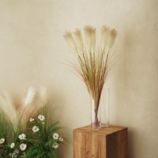 Flouse302 人造草粉色繡球蒲葦, 淺奶油色, 1組