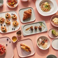 自然色彩居家餐具組 6人份 31件組, 乳白色, 蜜桃色, 天藍色, 餐具9種