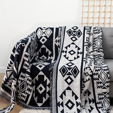 民族風沙發套, 靛藍黑+白