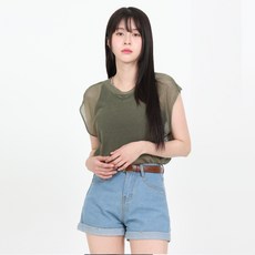 엘쏘 여성용 썸머 멀티 코디 그물 니트 반팔 티셔츠
