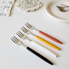 Bogen 可愛茶叉 黑色 + 白色 + 芥末黃色 + 胡蘿蔔色 套組 緞面 B, 茶叉 4種, 1套