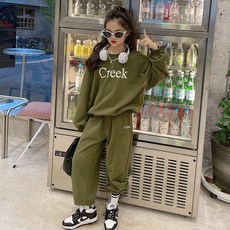女童款春秋簡約Crick運動上下褲子套裝