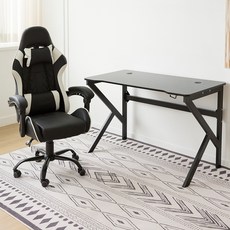 가구느낌 케이 게이밍책상, 블랙 + 블랙