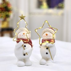 Happy Village 聖誕快樂雪人裝飾2件組, 聖誕樹雪人 + 星星雪人, 1套