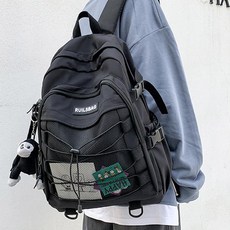 elsso 學生休閒輕便生活防水後背包, 黑色