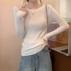 Elsso 女款圓領內搭長袖針織T恤