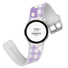 스메르 갤럭시워치 실리콘 날개형 스트랩 20mm, 20 체크플라워 퍼플