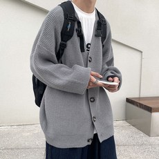 INFIOUS 男款海洋風V領寬鬆版開襟衫