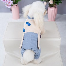 寵物復古風保暖可愛衣服, 藍色