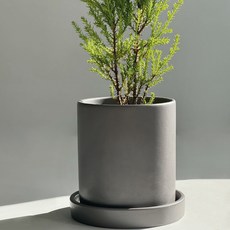 ENVIE CASA 簡約霧面花盆 + 底盤套組, 灰色, 1套