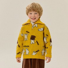 Riebello 兒童舒適冬季針織半拉鍊上衣