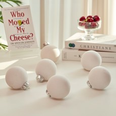 HOUSENSE 聖誕馬卡龍裝飾球, 6個, 白色, 8cm