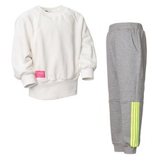 Uravi 兒童蝙蝠袖長袖運動T恤 + 線條口袋鬆緊帶長褲套裝