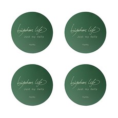 北歐風居家咖啡廳字母杯墊 4入, 綠色圓形